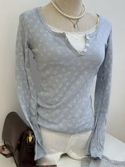 Sweet Button Long Sleeve Tees Women Spring New Cotton Rose Pink Striped Slim Zelly Tops Simple Chic Preppy Style T-shirts