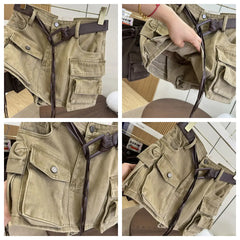 Loose Retro Streetwear Work Skirt Short Pants High Waist Slimming Sexy Early Autumn New Style Pure Color Cotton Denim Skirt