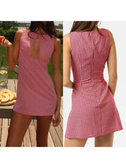 Elegant Lace Sleeveless Mini Dress with V-Neckline and Flared Skirt for Cocktail Party and Special Occasions