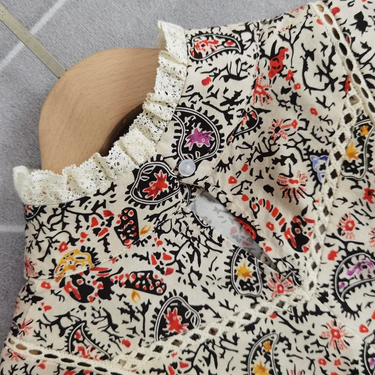 Floral Printed Long Sleeve Vintage Shirt and Tops