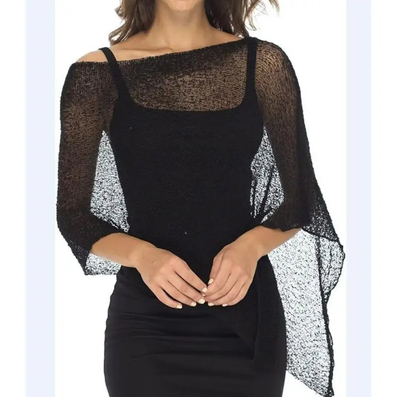 Combhasaki Women Knitwear Bikini Cover-up See-through Solid Off Shoulder Irregular Triangle Hem Loose Pullover Summer Beach Tops