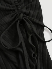 women's New off shoulder cross long sleeved slim fit casual street style asymmetrical elegant T-shirt trumpet sleeve top