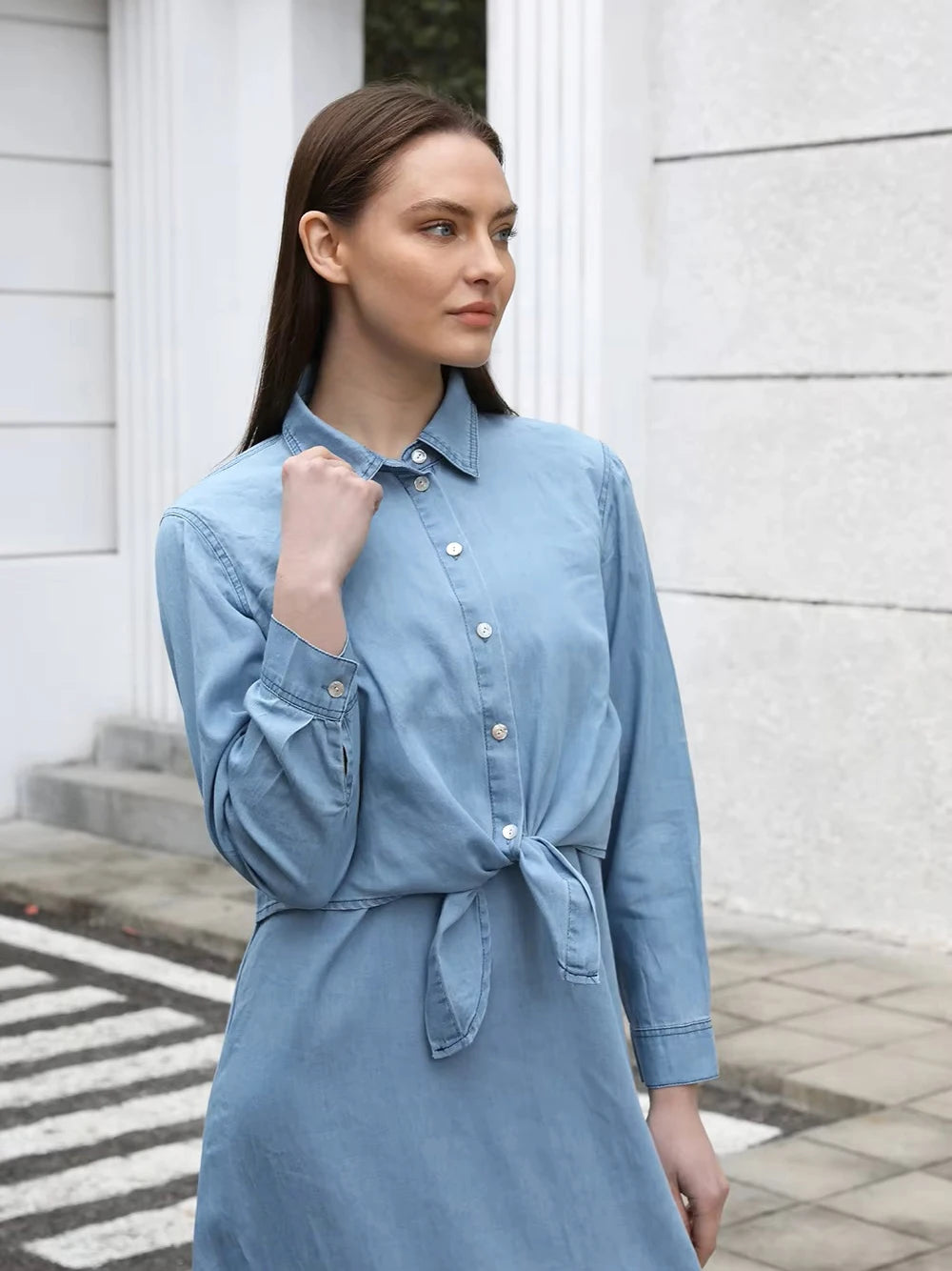 AP SS25 Women Lightweight Denim Wrap Blouse & Slip Dress