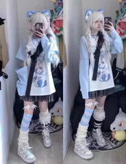 Japanese Woman Clothing With Removable Sleeve T-shirts Short Long Sleeve Female Clothing 2000s Summer Spring Kawaii y2k Clothes