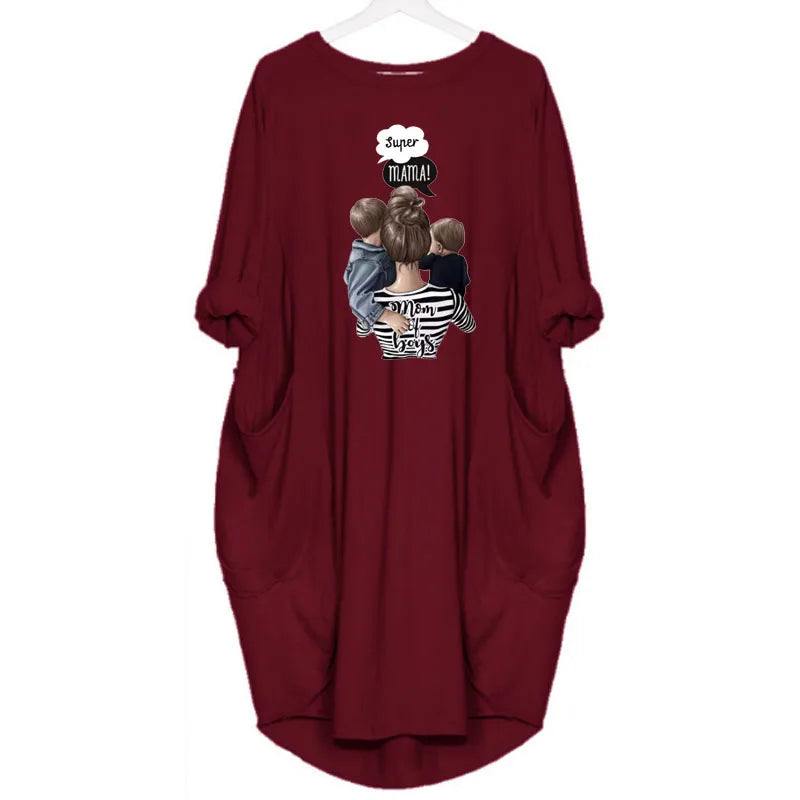 Women's Loose  Long Sleeved Summer Plus Size Dress