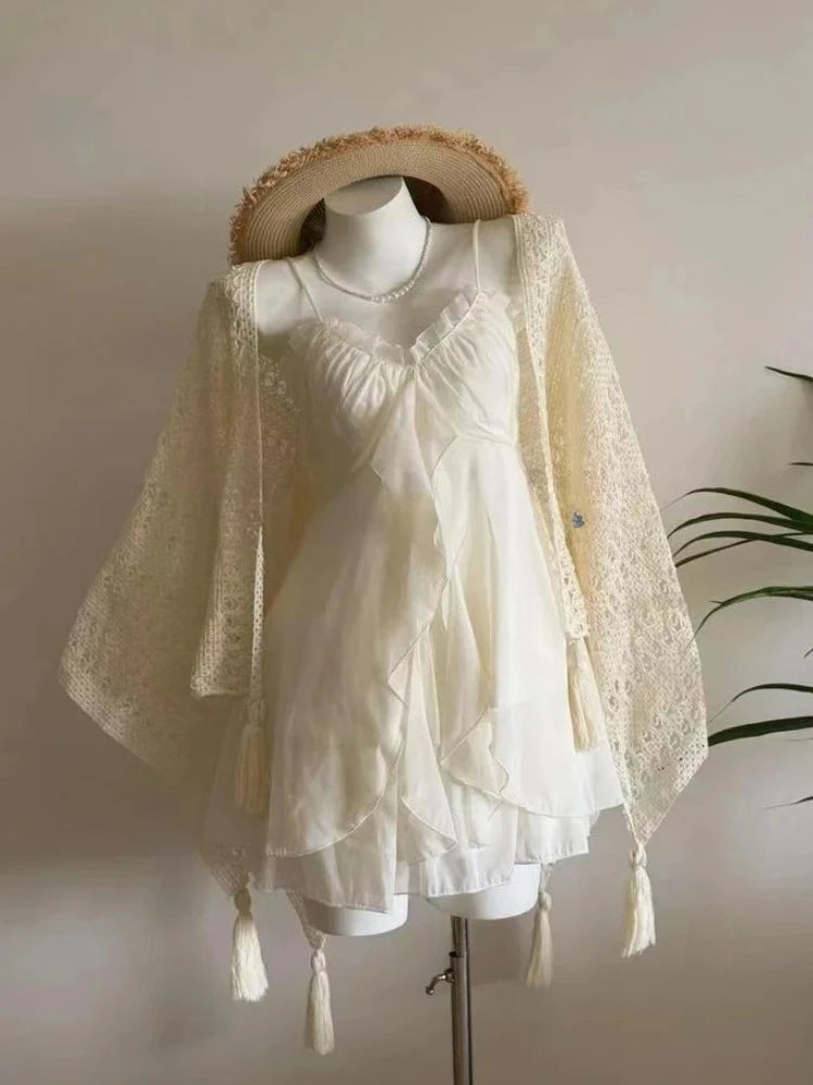 2000s Gothic Vintage Mini Dress Women Sleeveless Strap Party Dress Evening Lace Retro Cltohing Japanese Y2k Black Chic Lolita