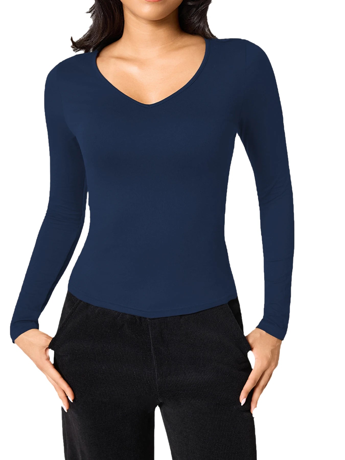 Women's Athletic Long Sleeve Tee V-Neck Super Soft T-Shirt for Workout Running Yoga