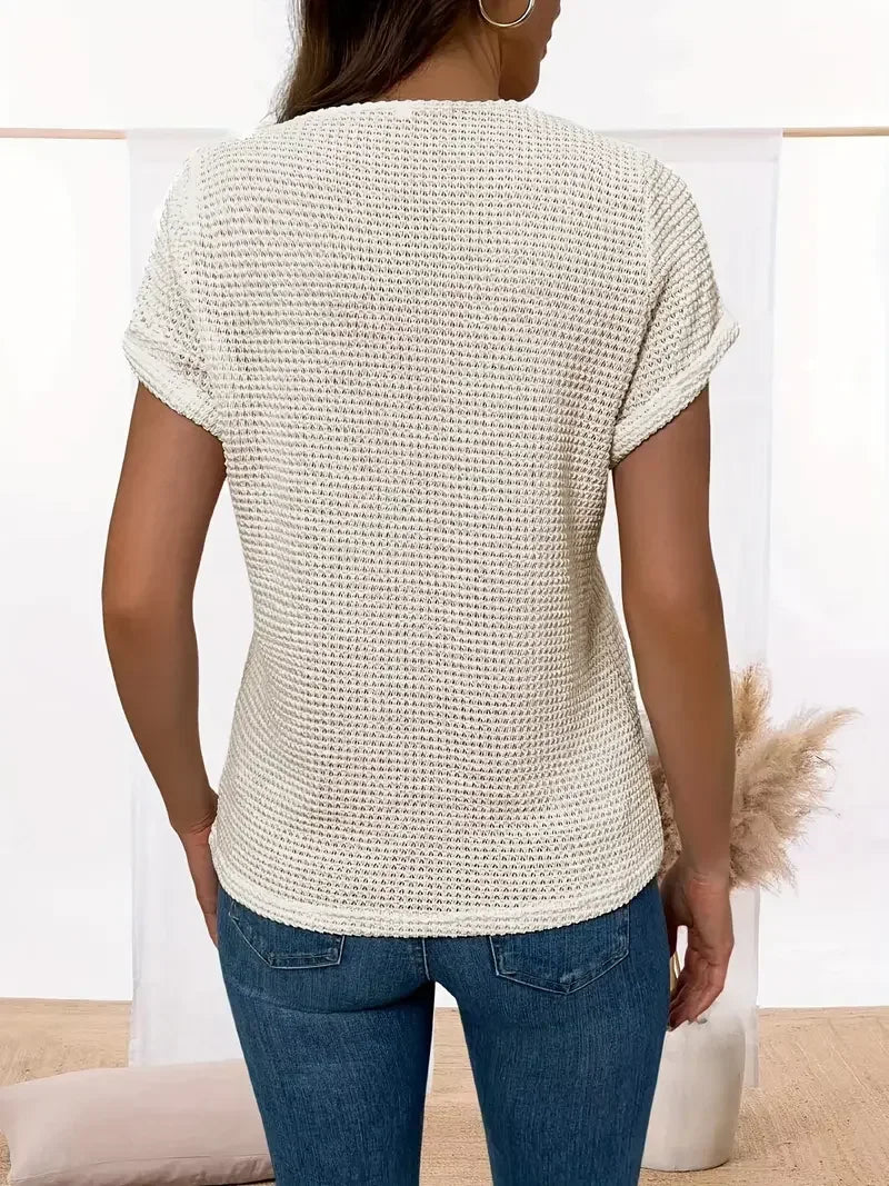 Plus Size 1XL-5XL Women's  Short Sleeve Vibrant Lace Splicing Crew Neck T-Shirt  Ladies Fashion Trim Semi-Sheer Round Neck Shirt