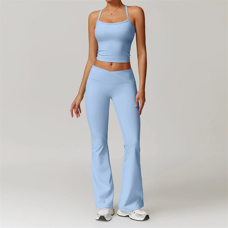 2 Piece Yoga Clothes Women's Tracksuit Athletic Wear Pilates Fitness Suit Gym Workout Sets Push Up Sports Bra Leggings Suit