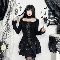 Gothic Lace Trim Long Sleeve Top