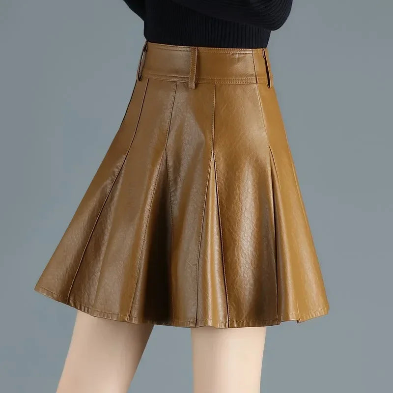 Woman Skirts Elegant Plus Size New Fashion Korean Style Genuine Real Leather Skirts High Waist Mini Skirt Womens Sexy Skirt