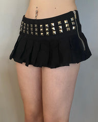 Y2k Clothes Gothic Punk Studded Mini Skirt Harajuku Sexy Ultra Short Rivet Pleated Skirt Hot Girl Kawaii Skirt Womens Clothing