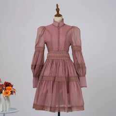 Luxury Organza Prom Evening Dresses Women Summer Autumn Sweet Elegant Lantern Long Sleeve Short Dress Shirt Party Night Formal