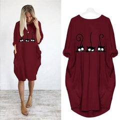 Women's Loose  Long Sleeved Summer Plus Size Dress