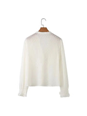 2026 Spring Summer Women French Fashion Chiffon Shirts Ruffle Design Single-breasted Vintage Blouses