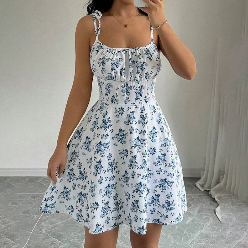 Women's Summer Floral Spaghetti Strap Beach Short Dress,Womens Dresses,Woman Clothing,Woman Clothes,Sundress,New in Dress 2025