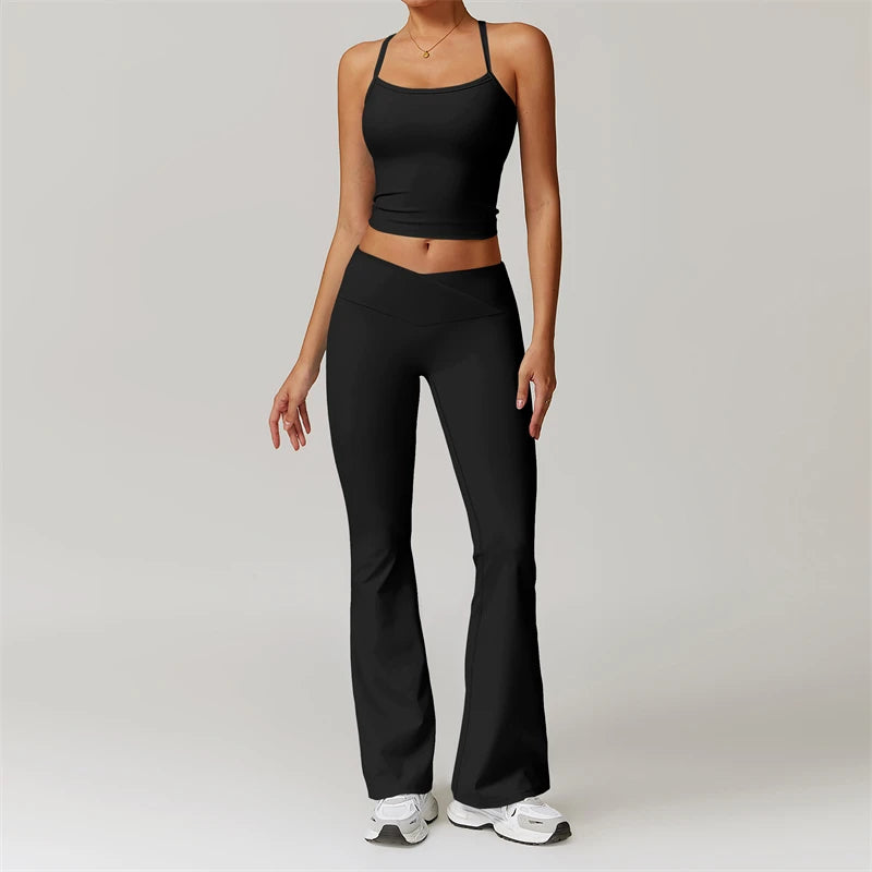 2 Piece Yoga Clothes Women's Tracksuit Athletic Wear Pilates Fitness Suit Gym Workout Sets Push Up Sports Bra Leggings Suit