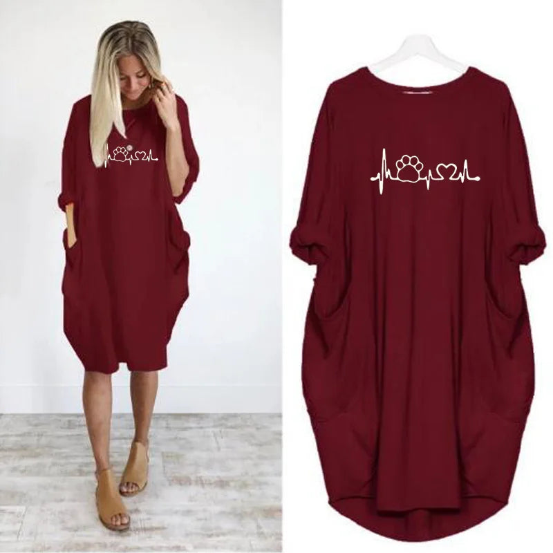 Women's Loose  Long Sleeved Summer Plus Size Dress